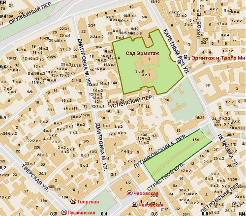 Расположение сада Эрмитаж на карте