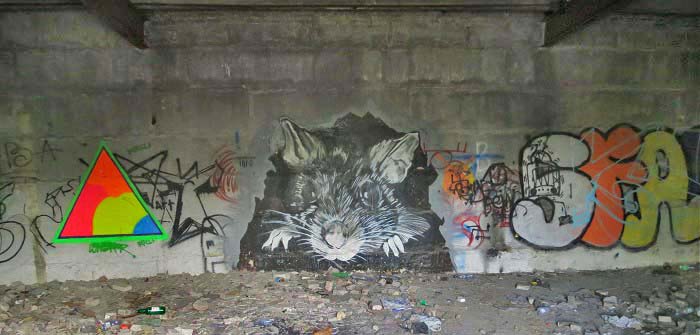 граффити внутри заброшенного здания