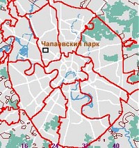 Чапаевский парк на общей карте Москвы