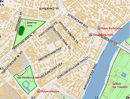 Положение сквера на карте Москвы