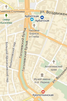 Расположение Гоголевского бульвара на карте Москвы