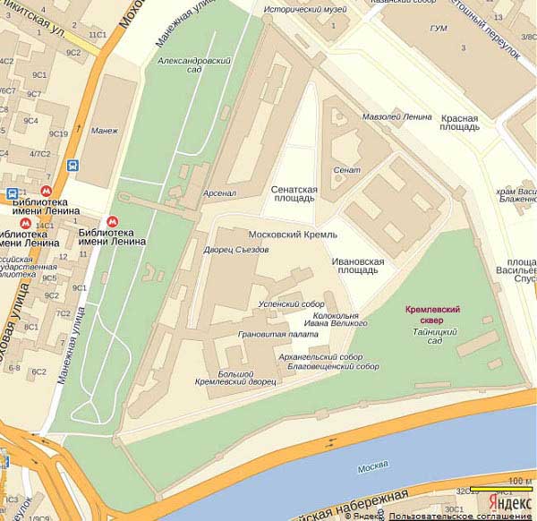 Кремлёвский сквер, карта
