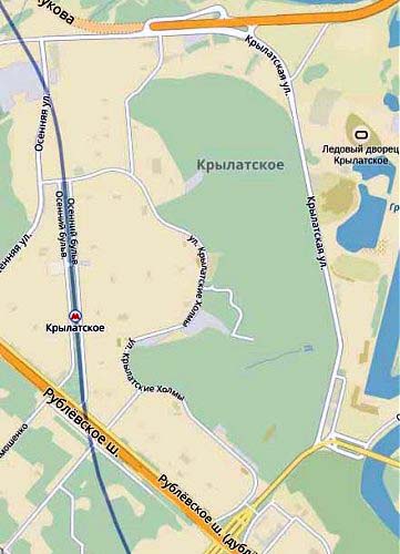 расположение парка Крылатские холмы на карте Москвы