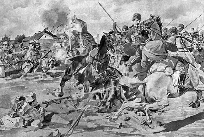 австрийцы и казаки в конном сражении