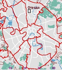 Парк Отрадное на общей карте Москвы