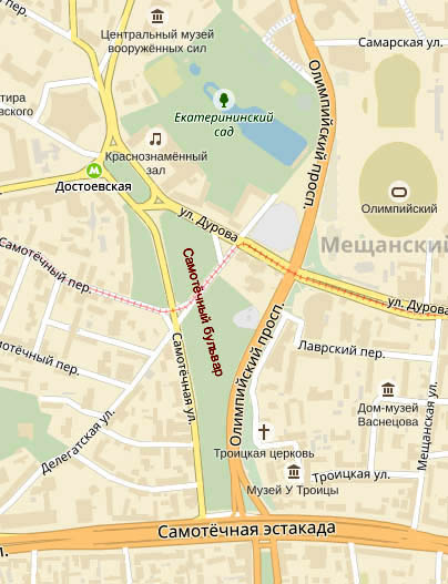 расположение Самотечного бульвара на карте Москвы