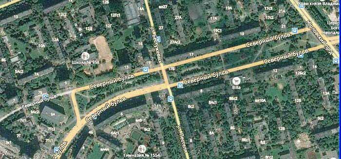 Cпутниковый снимок бульвара