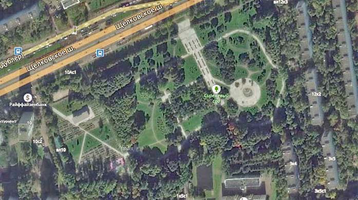 Cпутниковый снимок Сиреневого сада