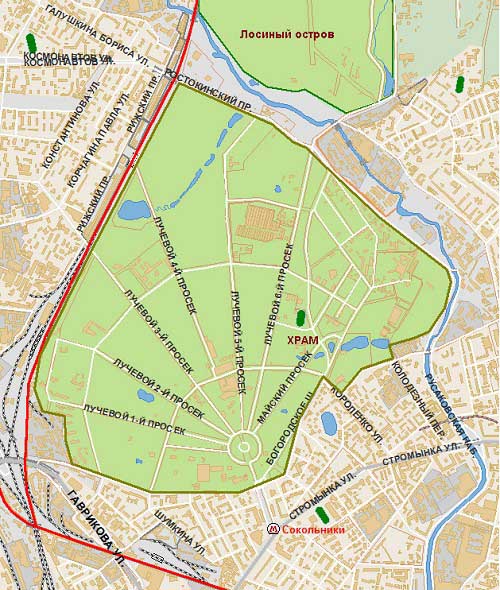 город Москва парк Сокольники на карте