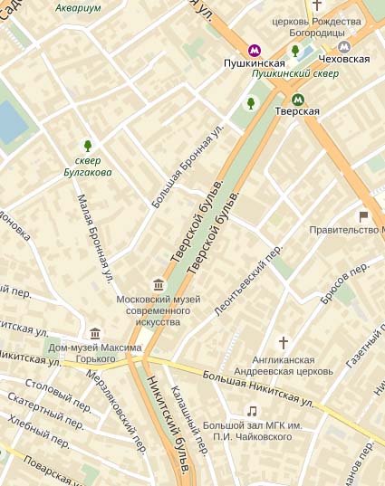 расположение Тверского бульвара на карте Москвы